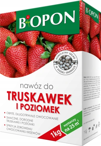 NAWÓZ DO TRUSKAWEK I POZIOMEK BIOPON 1KG NA 25 M2