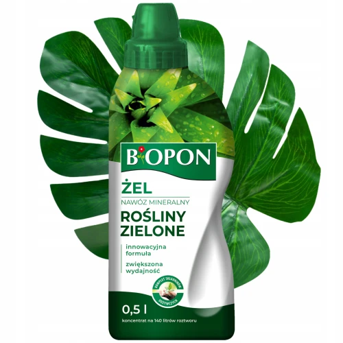 NAWÓZ W ŻELU DO ROŚLIN ZIELONYCH MINERALNY ŻEL BIOPON 500ml NA 140 L WODY