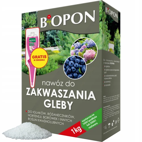 NAWÓZ DO ZAKWASZANIA GLEBY SIARCZAN AMONU DO BORÓWEK IGLAKÓW BIOPON 1kg
