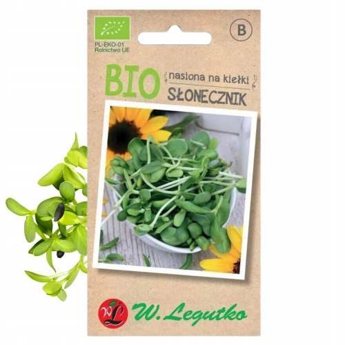 BIO NASIONA SŁONECZNIKA NA KIEŁKI ZDROWE ECO NASIONA LEGUTKO 10g