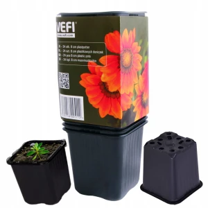 DONICZKI KWADRATOWE DO WYSIEWU VEFI NA ROZSADY 8x8x8 cm PLASTIKOWE 24 sztuk