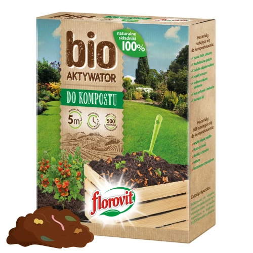BIO AKTYWATOR KOMPOSTU FLOROVIT PRZYSPIESZACZ KOMPOSTOWANIA KOMPOSTER 500g
