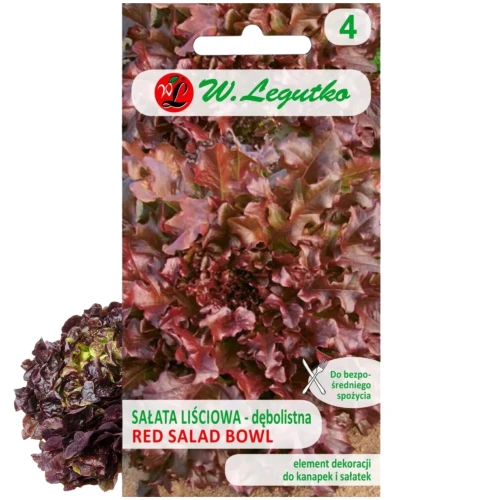 SAŁATA LIŚCIOWA CZERWONA RED SALAD BOWL DĘBOLISTNA DEKORACYJNA NASIONA 1g