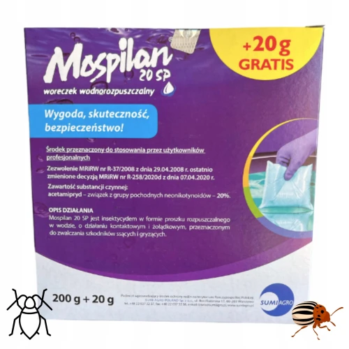 MOSPILAN PREPARAT OWADOBÓJCZY MSZYCE STONKI OPUCHLAKI SKUTECZNY 20 SP 220G