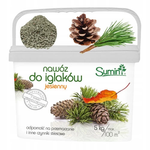 NAWÓZ JESIENNY DO TUI DO IGLAKÓW SUMIN ZWIĘKSZA ODPORNOŚĆ NA MRÓZ 5KG 100m²