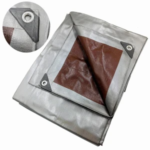 PLANDEKA DO PRZYCZEPKI 210g SREBRNA BRĄZOWA BARDZO GRUBA WODOODPORNA 4x5m