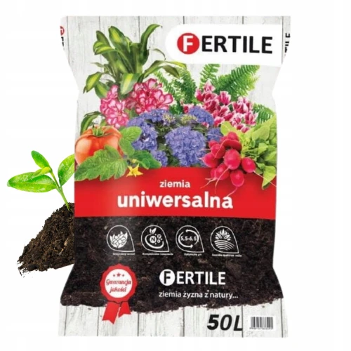 ZIEMIA UNIWERSALNA 50L OGRODOWA PODŁOŻE FERTILE DO KWIATÓW I WARZYW PH 5-7