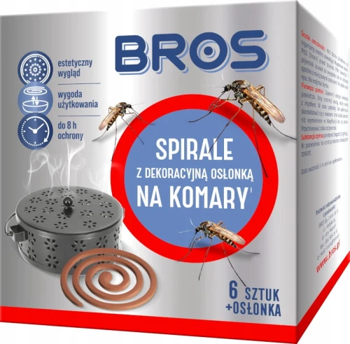 SPIRALE NA KOMARY Z DEKORACYJNĄ OSŁONKĄ BROS 6szt